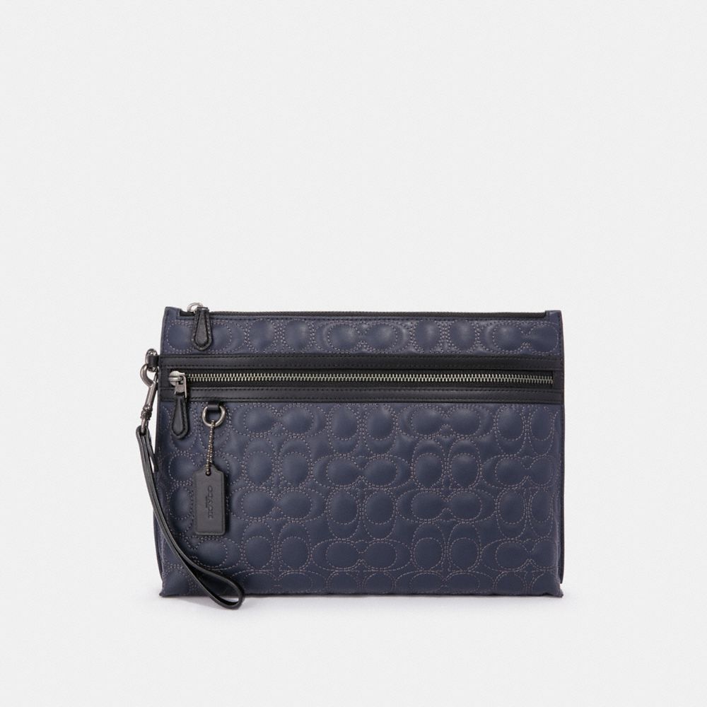 COACH F79811 CARRYALL POUCH WITH SIGNATURE QUILTING NI/MIDNIGHT