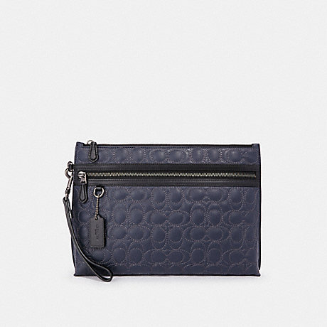 COACH F79811 CARRYALL POUCH WITH SIGNATURE QUILTING NI/MIDNIGHT