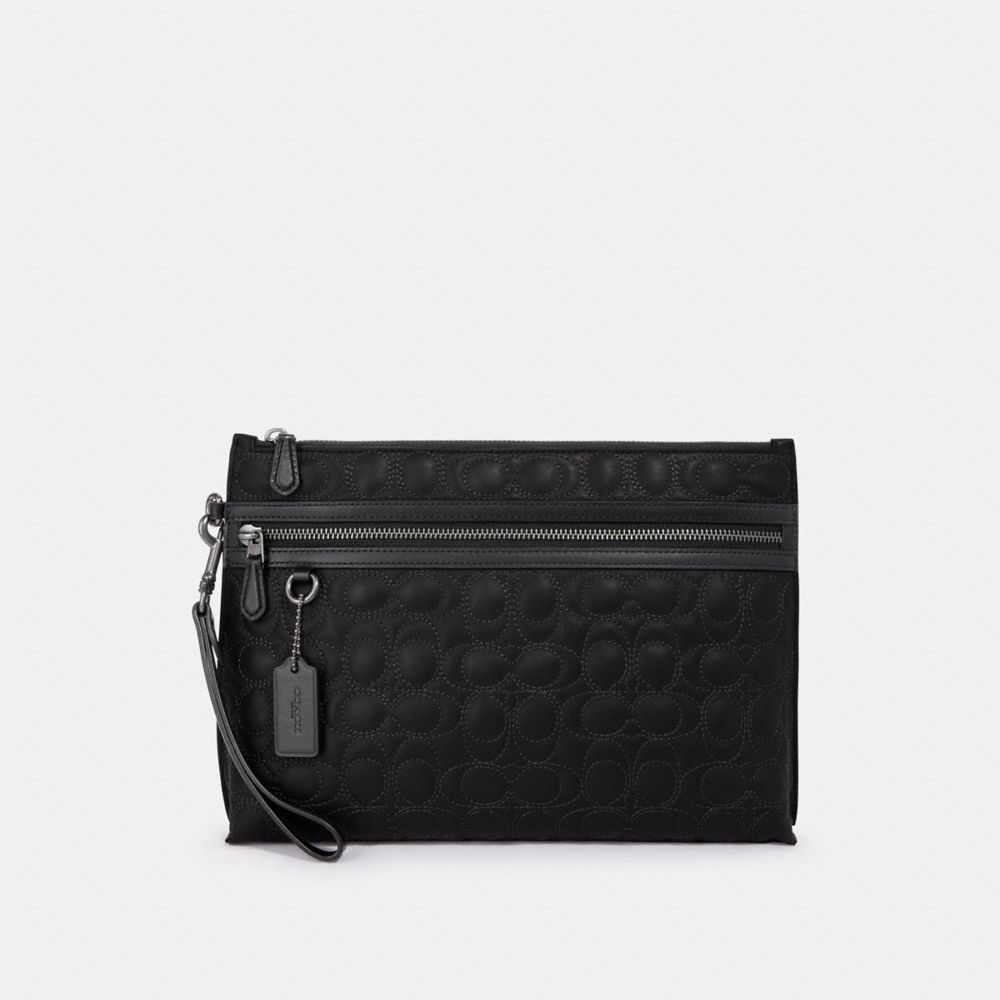 CARRYALL POUCH WITH SIGNATURE QUILTING - QB/BLACK - COACH F79811