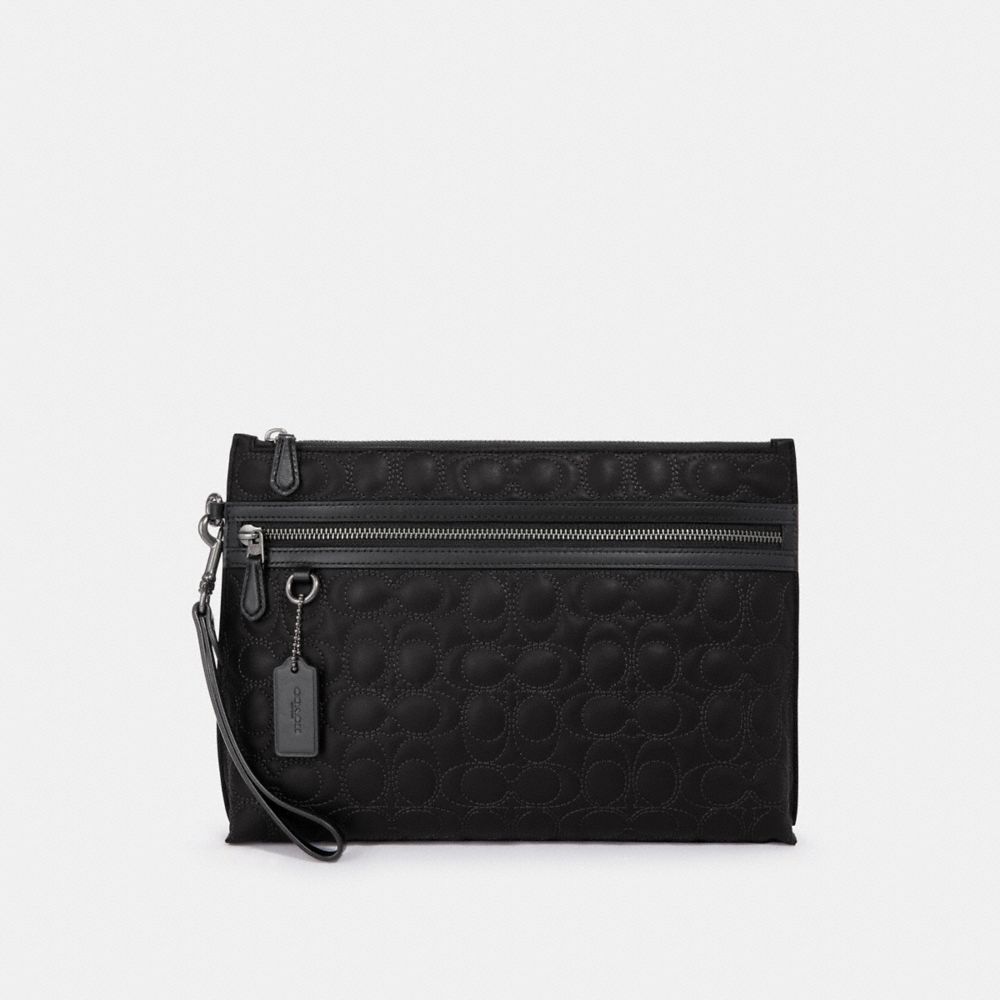 COACH F79811 CARRYALL POUCH WITH SIGNATURE QUILTING QB/BLACK