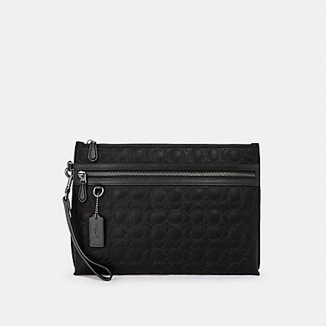 COACH F79811 CARRYALL POUCH WITH SIGNATURE QUILTING QB/BLACK