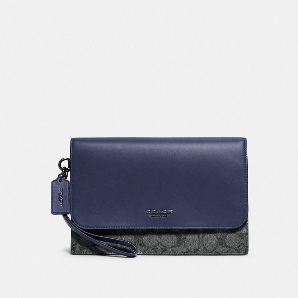 COACH F79813 Graham Pouch In Colorblock Signature Canvas QB/CHARCOAL CADET