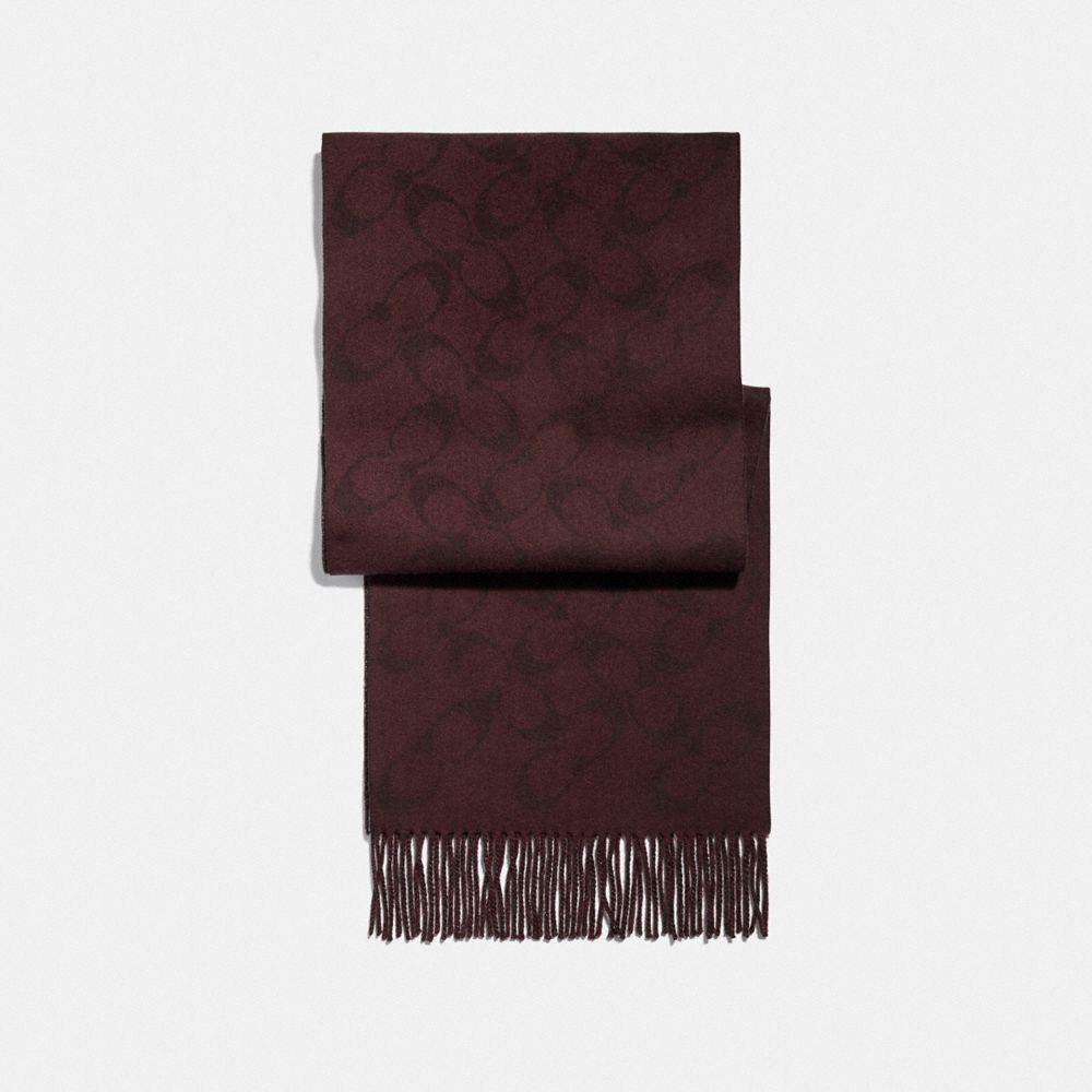 COACH REVERSIBLE SIGNATURE MUFFLER - OXBLOOD - F79816