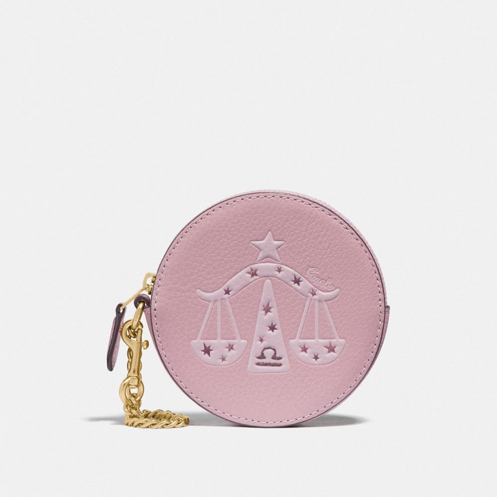 COACH F79864 ROUND COIN CASE WITH LIBRA IM/PINK