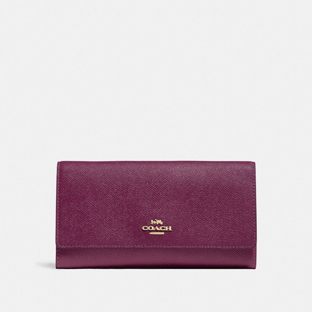 COACH TRIFOLD WALLET - IM/DARK BERRY - F79868