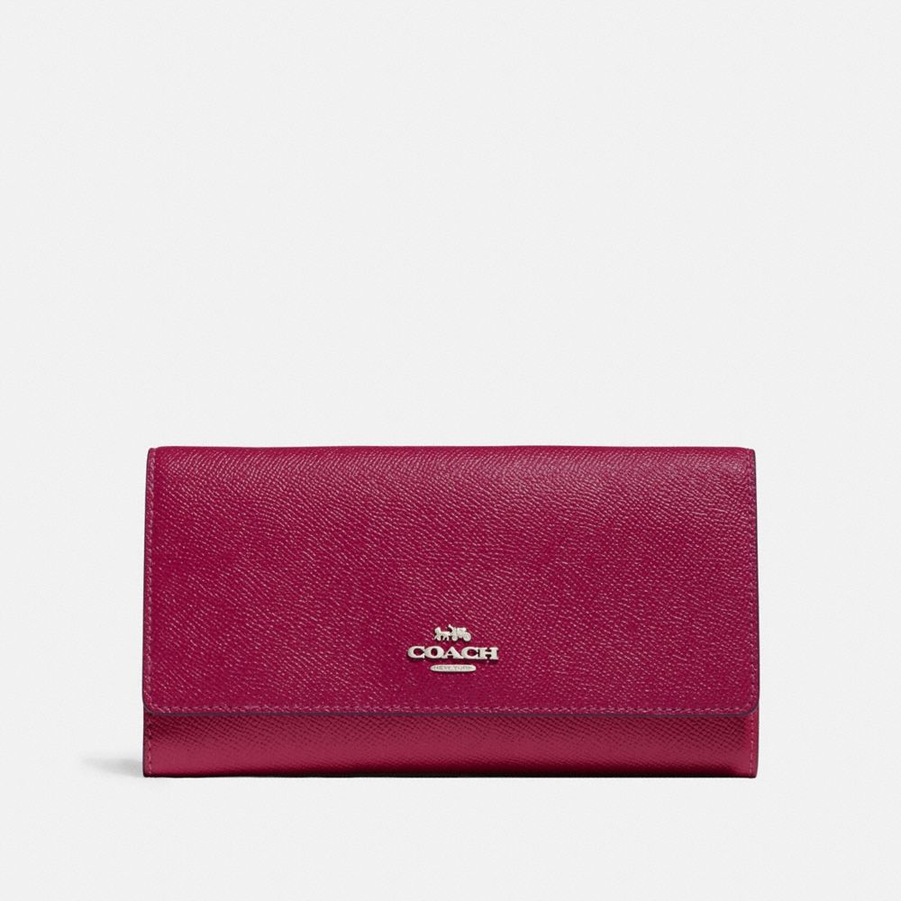 COACH F79868 TRIFOLD WALLET SV/DARK-FUCHSIA