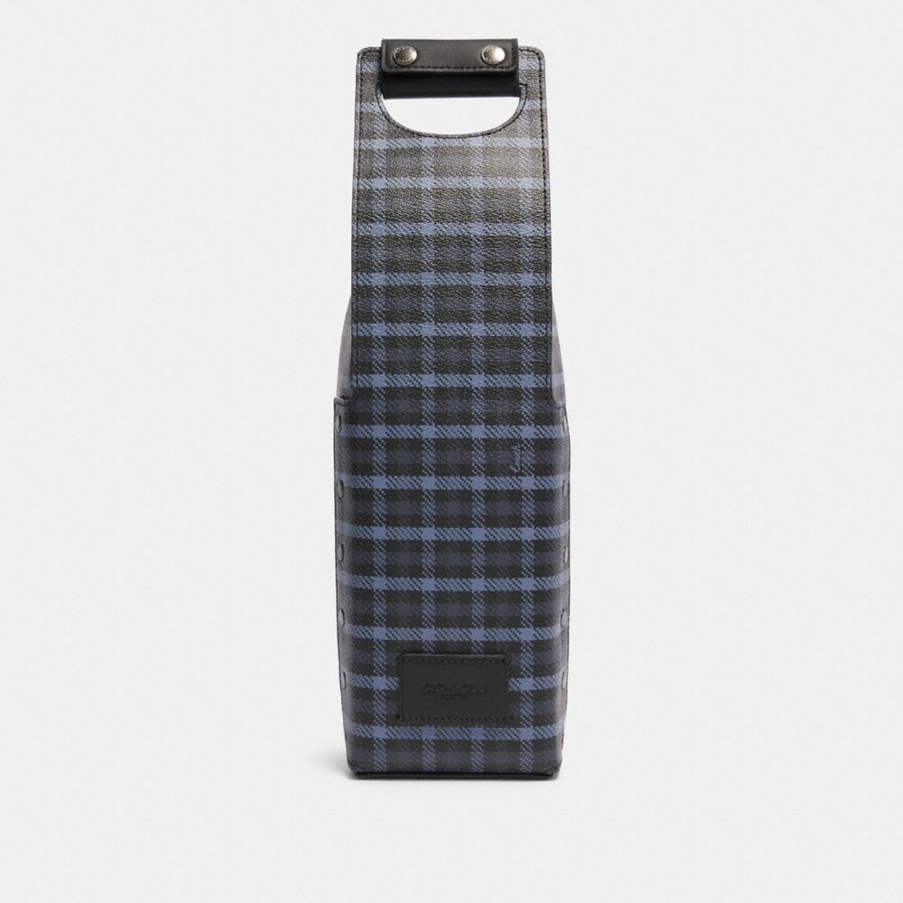 WINE CARRIER WITH TINY CLASSIC PLAID PRINT - F79870 - QB/NAVY