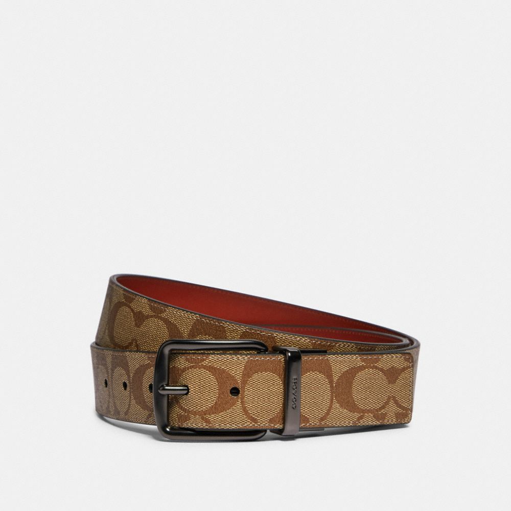 COACH F79874 HARNESS BUCKLE CUT-TO-SIZE REVERSIBLE BELT, 38MM QB/TAN-TERRACOTTA