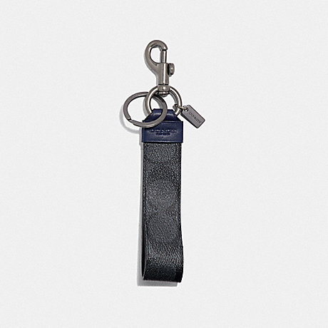 COACH LARGE LOOP KEY FOB IN SIGNATURE CANVAS - CHARCOAL - F79882CHR