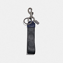 COACH F79882 - LARGE LOOP KEY FOB IN SIGNATURE CANVAS CHARCOAL