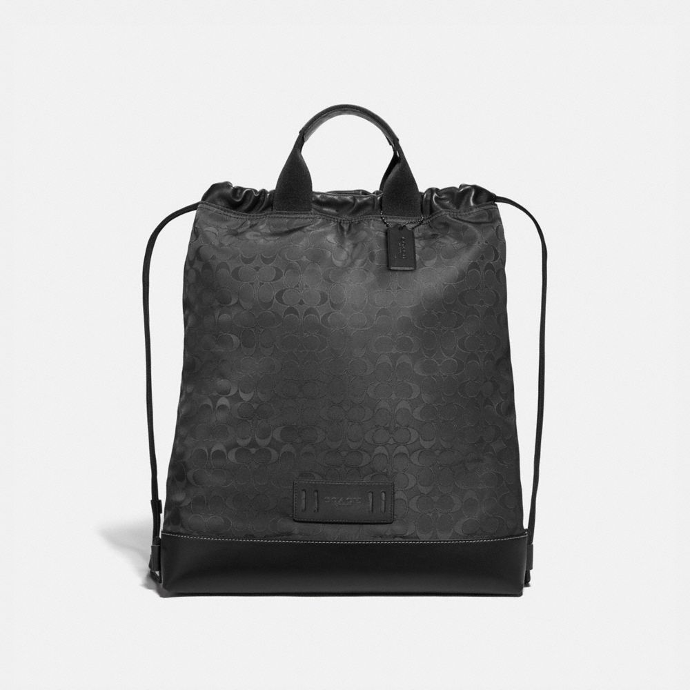 TERRAIN DRAWSTRING BACKPACK IN SIGNATURE JACQUARD - QB/BLACK - COACH F79909