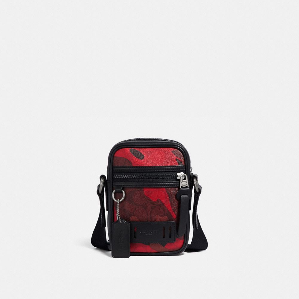 TERRAIN CROSSBODY IN SIGNATURE CANVAS WITH CAMO PRINT - F79910 - QB/OXBLOOD MULTI