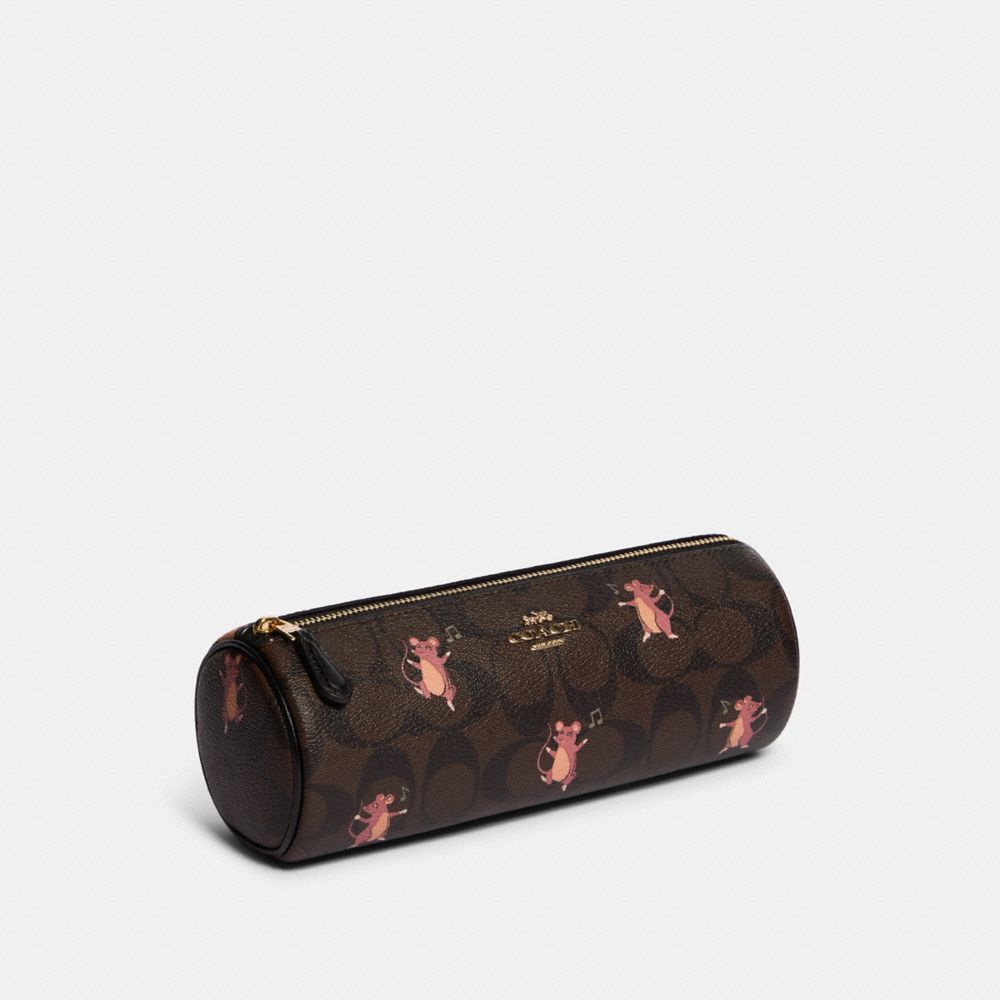 MAKEUP BRUSH HOLDER IN SIGNATURE CANVAS WITH PARTY MOUSE PRINT - IM/BROWN PINK MULTI - COACH F79932