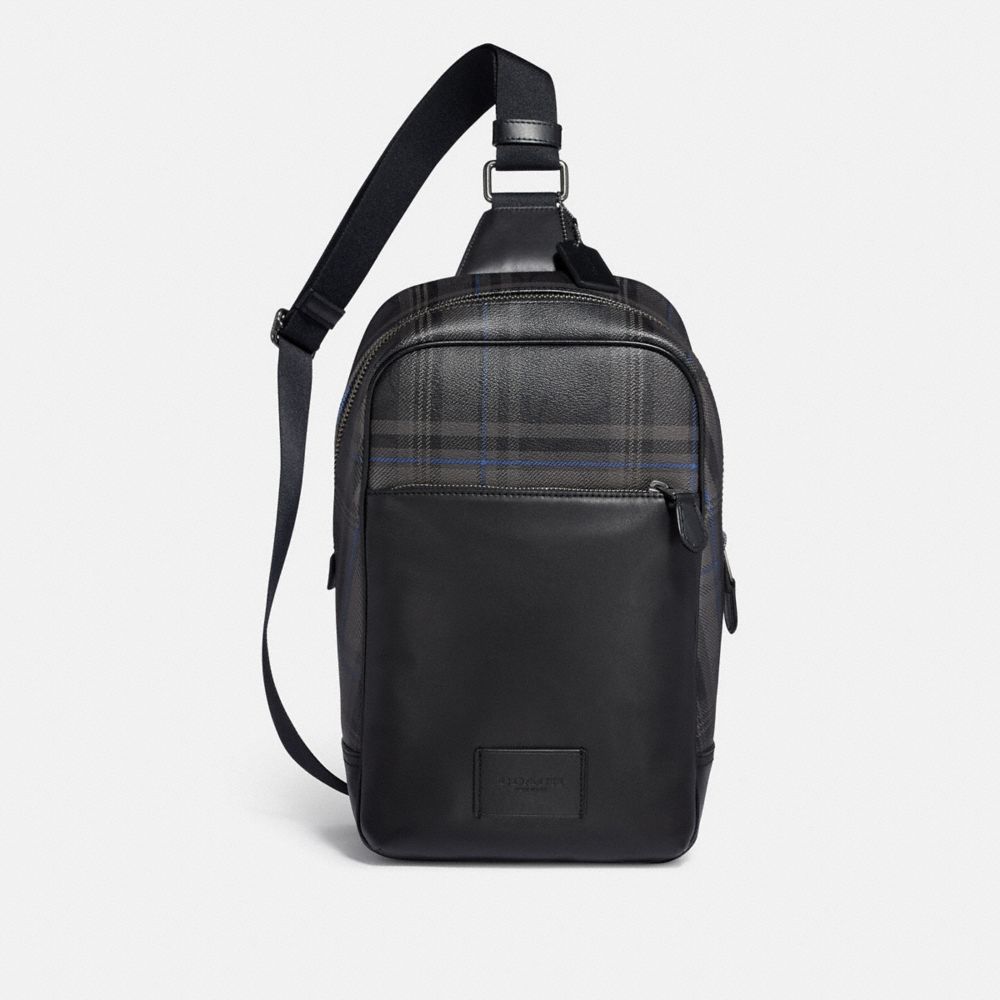 COACH F79937 WESTWAY PACK IN SIGNATURE CANVAS WITH PLAID PRINT QB/BLACK MULTI