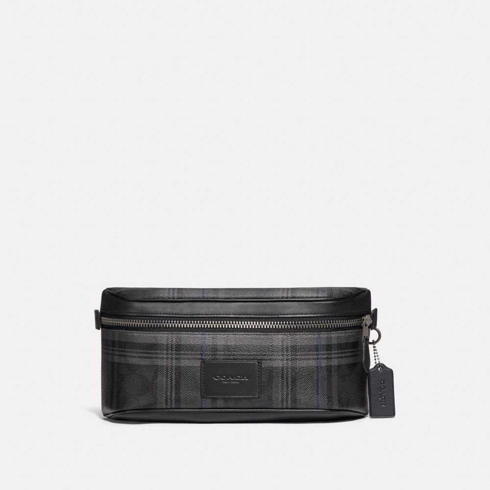 COACH F79938 WESTWAY BELT BAG IN SIGNATURE CANVAS WITH PLAID PRINT QB/BLACK-MULTI