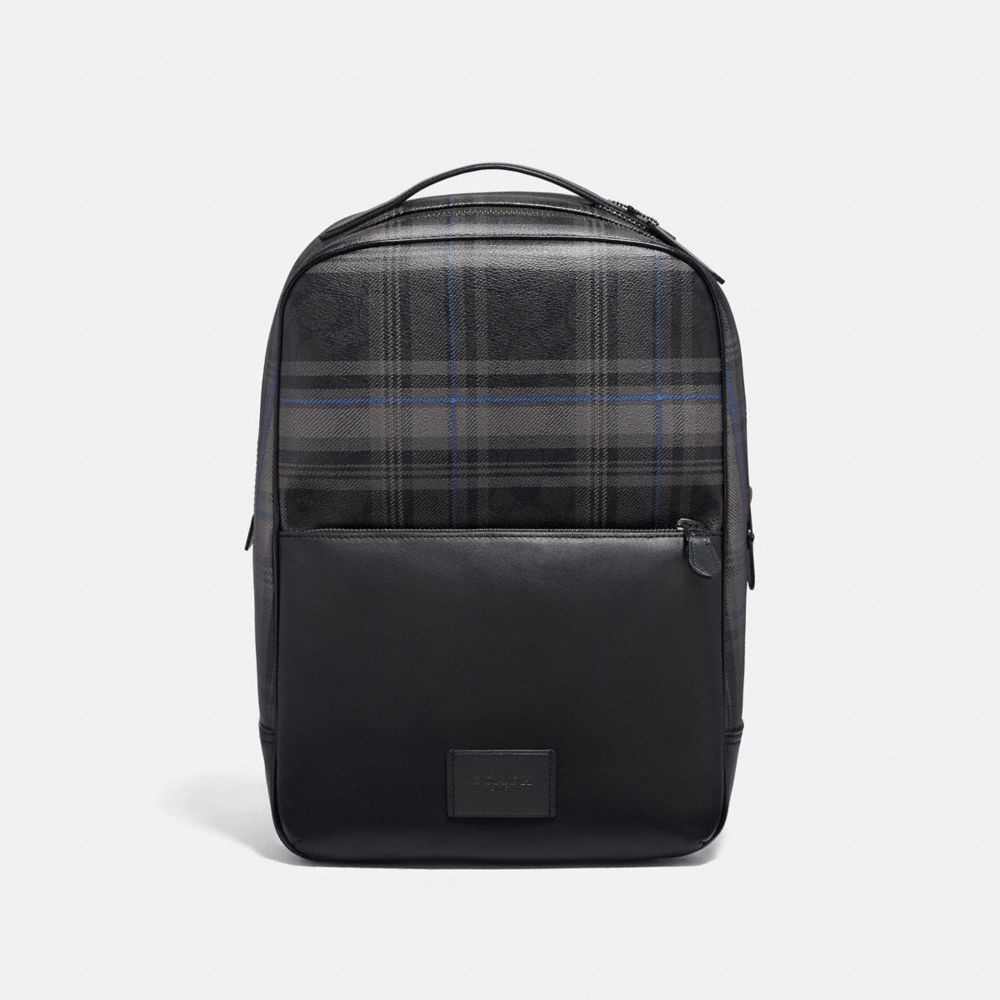 COACH WESTWAY BACKPACK IN SIGNATURE CANVAS WITH PLAID PRINT - QB/BLACK MULTI - F79939