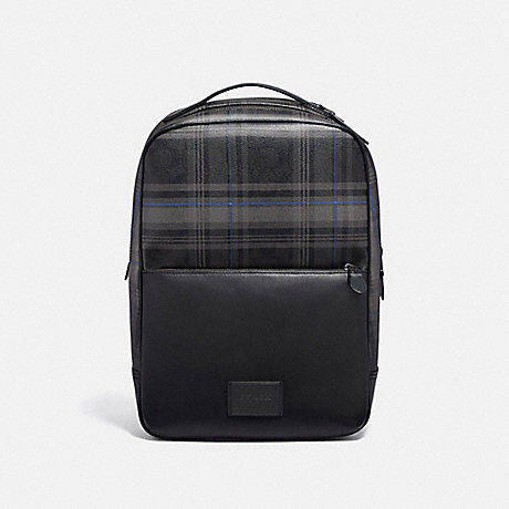 COACH WESTWAY BACKPACK IN SIGNATURE CANVAS WITH PLAID PRINT - QB/BLACK MULTI - F79939