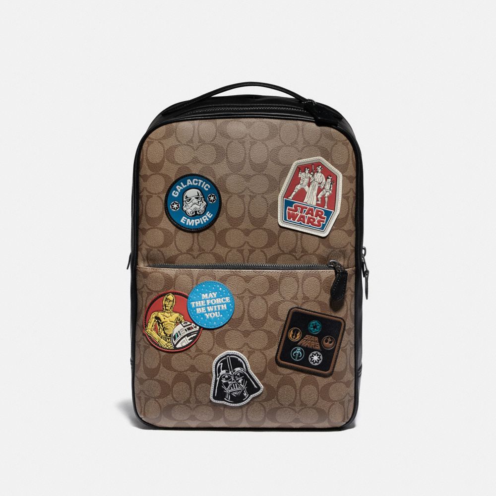 STAR WARS X COACH WESTWAY BACKPACK IN SIGNATURE CANVAS WITH PATCHES - QB/TAN MULTI - COACH F79951