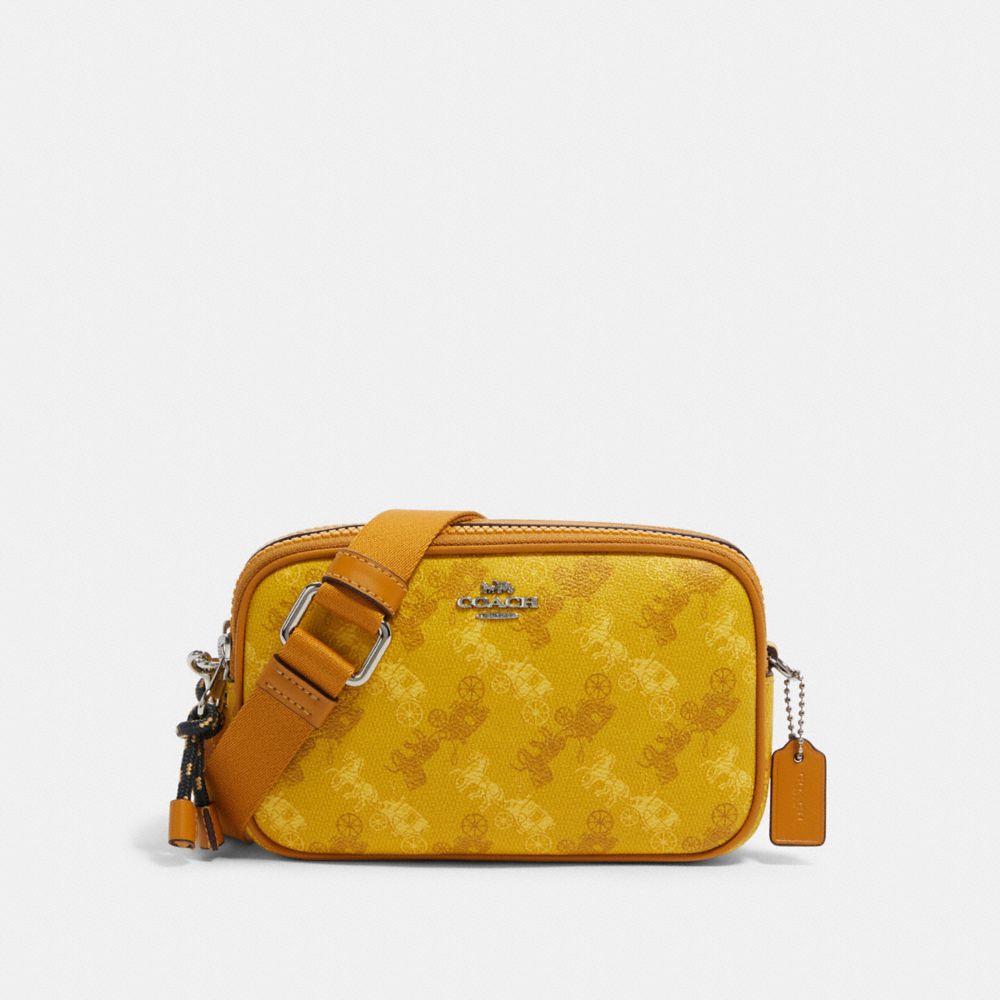 COACH CROSSBODY POUCH WITH HORSE AND CARRIAGE PRINT - SV/YELLOW MULTI - F79952