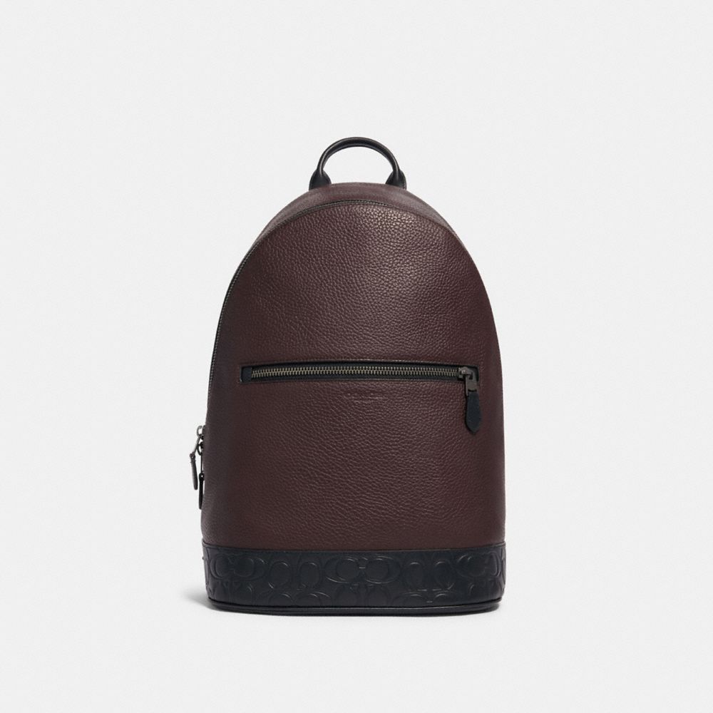 COACH F79961 WEST SLIM BACKPACK WITH SIGNATURE LEATHER DETAIL QB/OXBLOOD MULTI