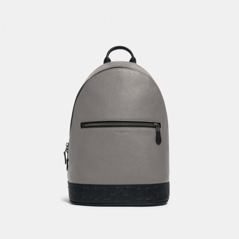 WEST SLIM BACKPACK WITH SIGNATURE LEATHER DETAIL - QB/HEATHER GREY MULTI - COACH F79961