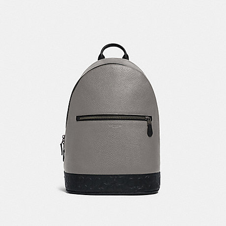 COACH WEST SLIM BACKPACK WITH SIGNATURE LEATHER DETAIL - QB/HEATHER GREY MULTI - F79961