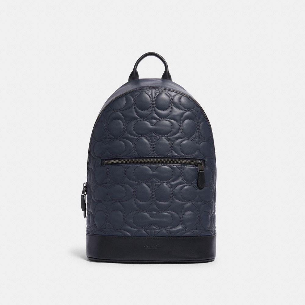 COACH WEST SLIM BACKPACK WITH SIGNATURE QUILTING - QB/MIDNIGHT NAVY - F79962