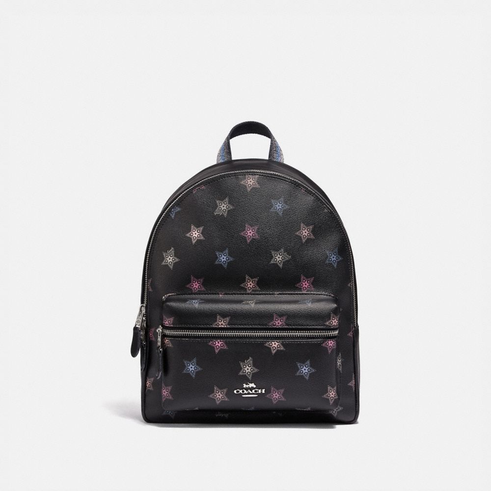 COACH F79964 Medium Charlie Backpack With Dot Star Print SV/BLACK MULTI