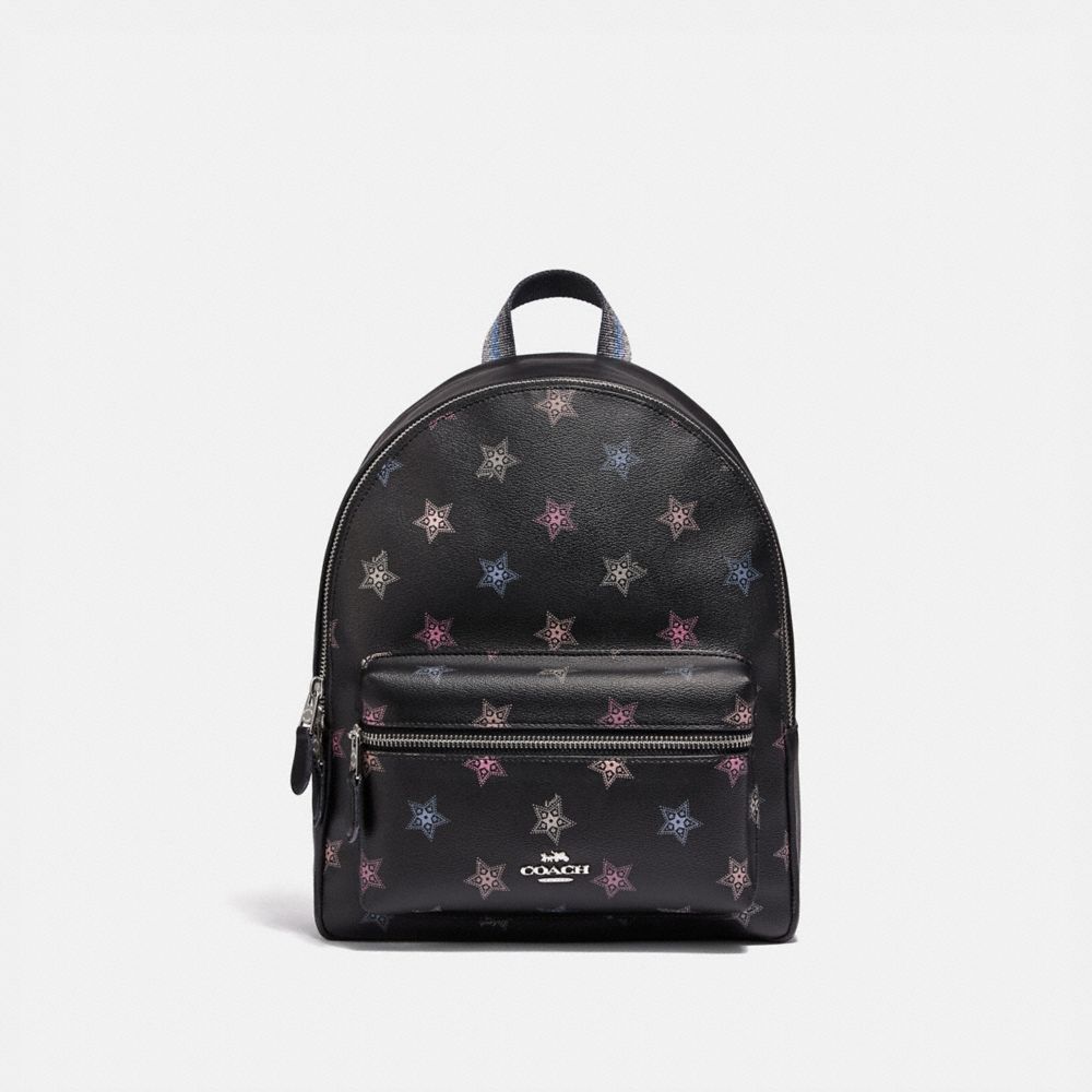 MEDIUM CHARLIE BACKPACK WITH DOT STAR PRINT - SV/BLACK MULTI - COACH F79964