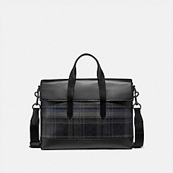 HAMILTON PORTFOLIO BRIEF IN SIGNATURE CANVAS WITH PLAID PRINT - F79972 - QB/BLACK MULTI