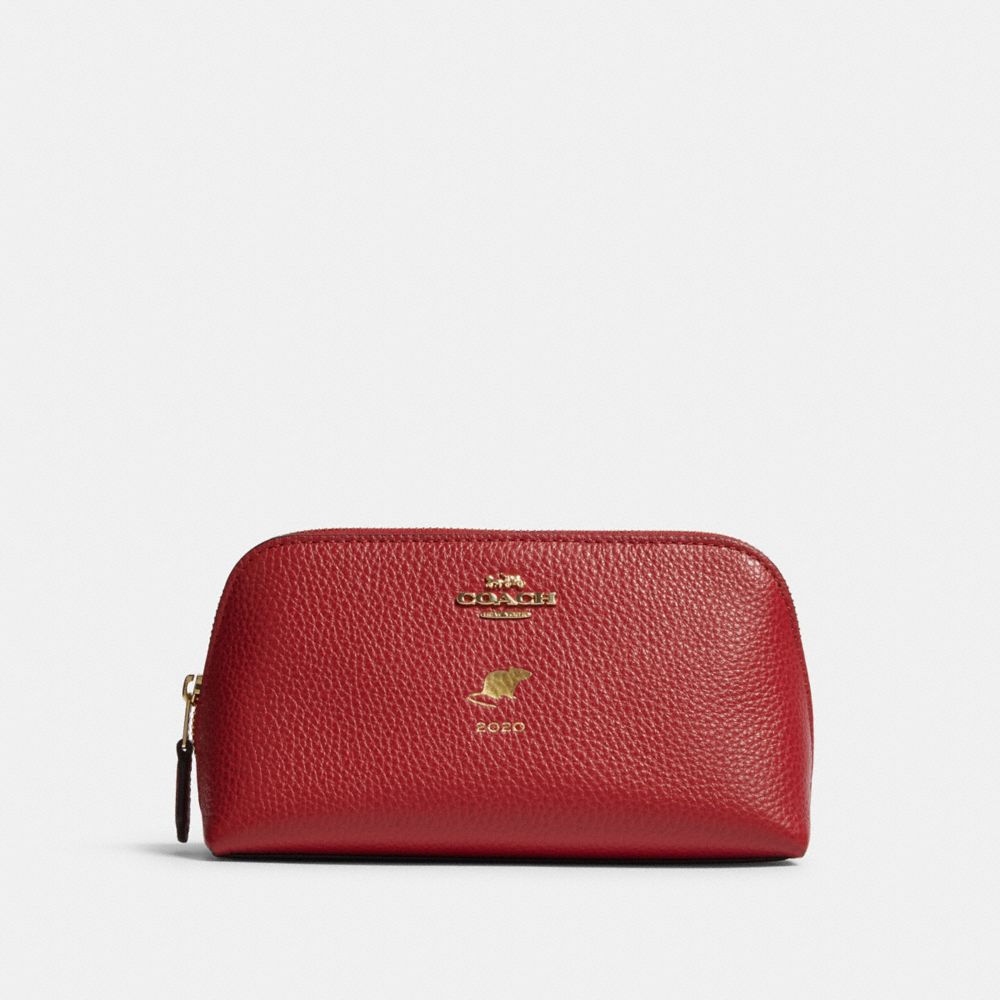COACH LUNAR NEW YEAR COSMETIC CASE 17 WITH RAT - IM/TRUE RED - F79981