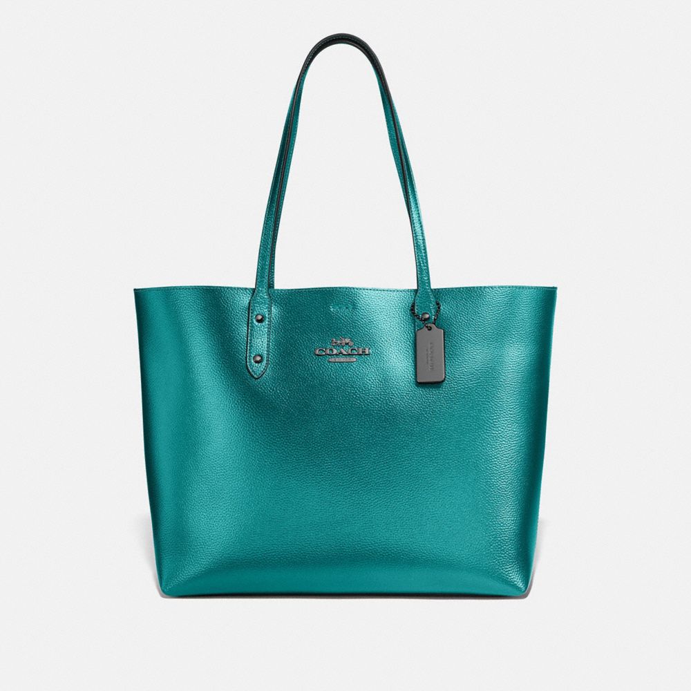 COACH F79983 - TOWN TOTE QB/METALLIC VIRIDIAN/ VIRIDIAN