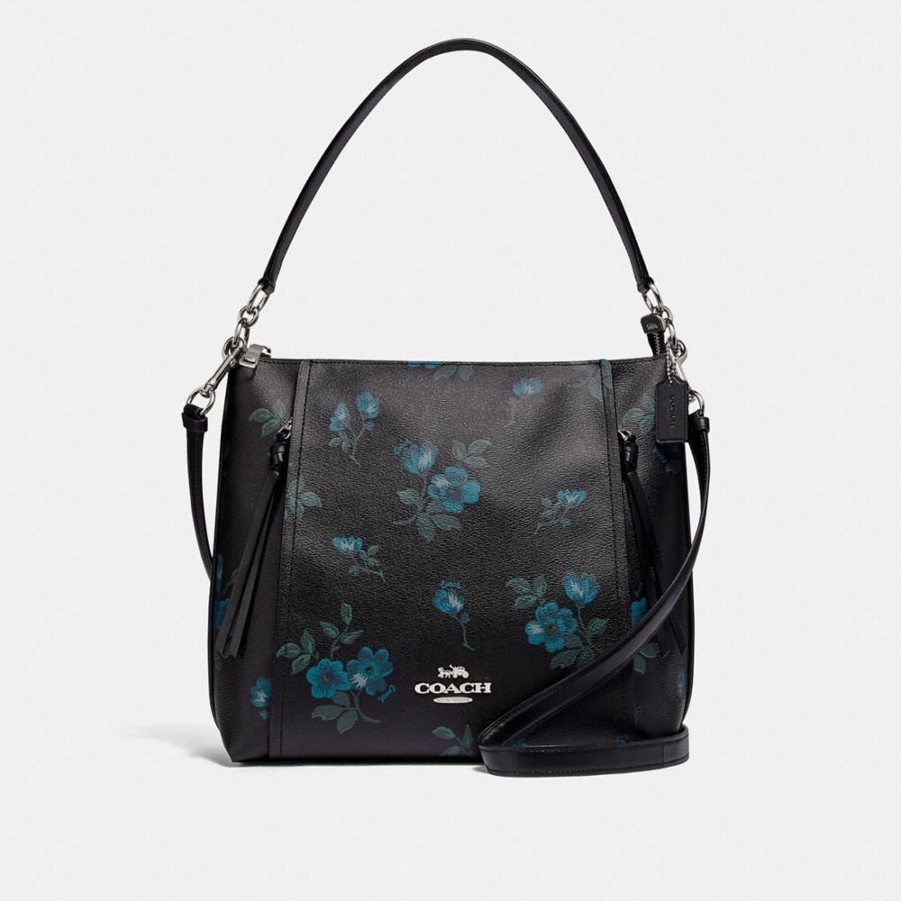 COACH F79996 Marlon Hobo With Victorian Floral Print SV/BLUE BLACK MULTI