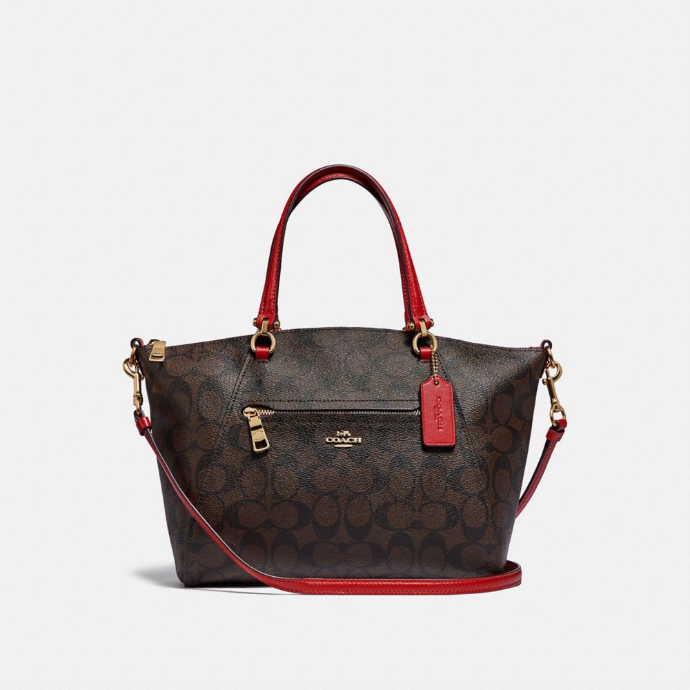 PRAIRIE SATCHEL IN SIGNATURE CANVAS - F79998 - IM/BROWN TRUE RED