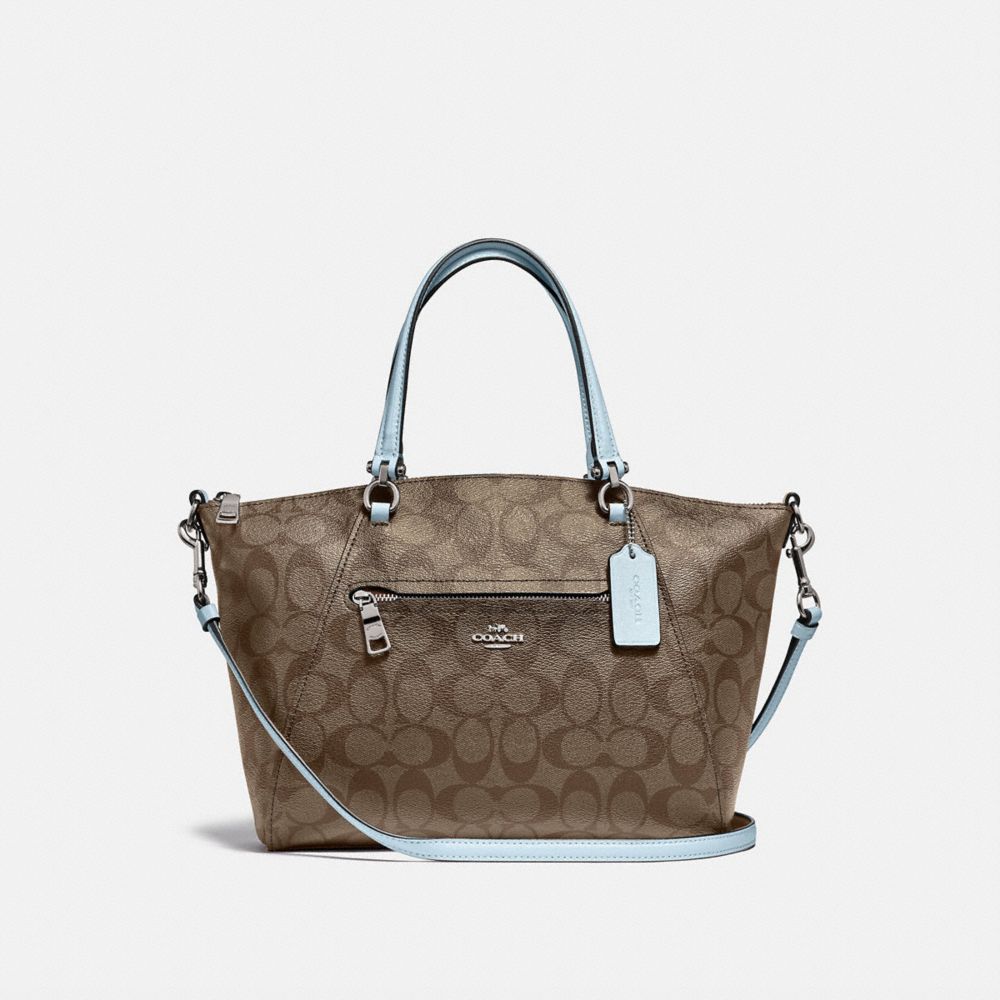 PRAIRIE SATCHEL IN SIGNATURE CANVAS - F79998 - SV/KHAKI PALE BLUE