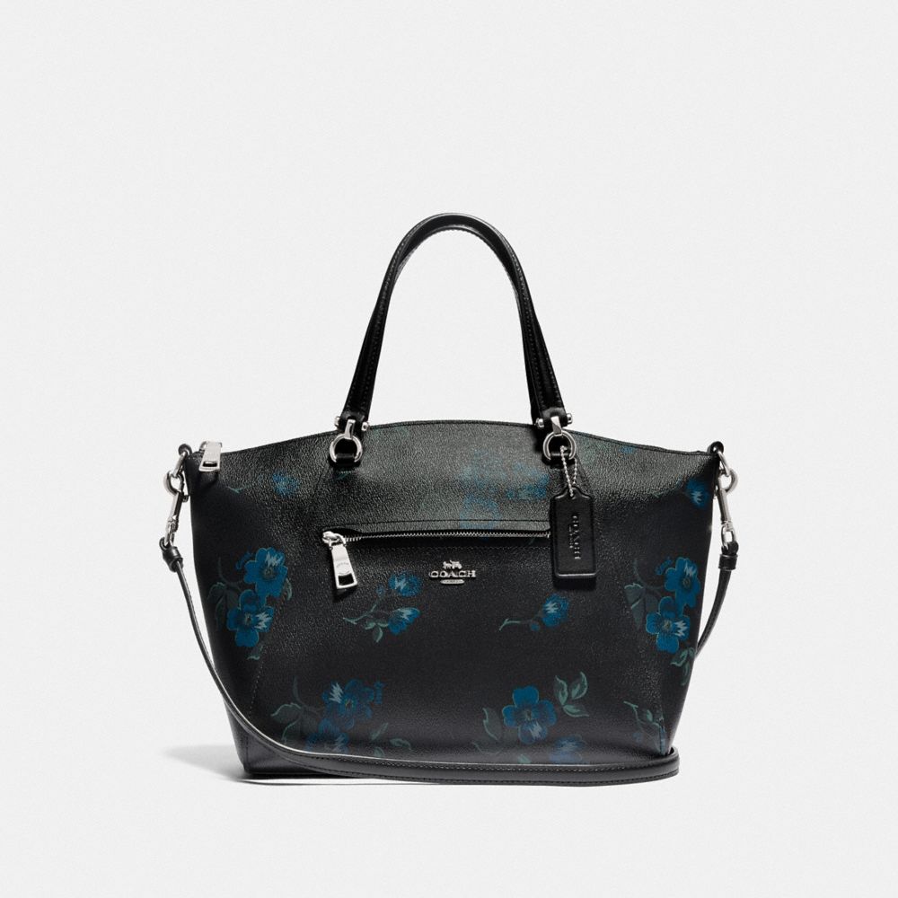 PRAIRIE SATCHEL WITH VICTORIAN FLORAL PRINT - F80004 - SV/BLUE BLACK MULTI