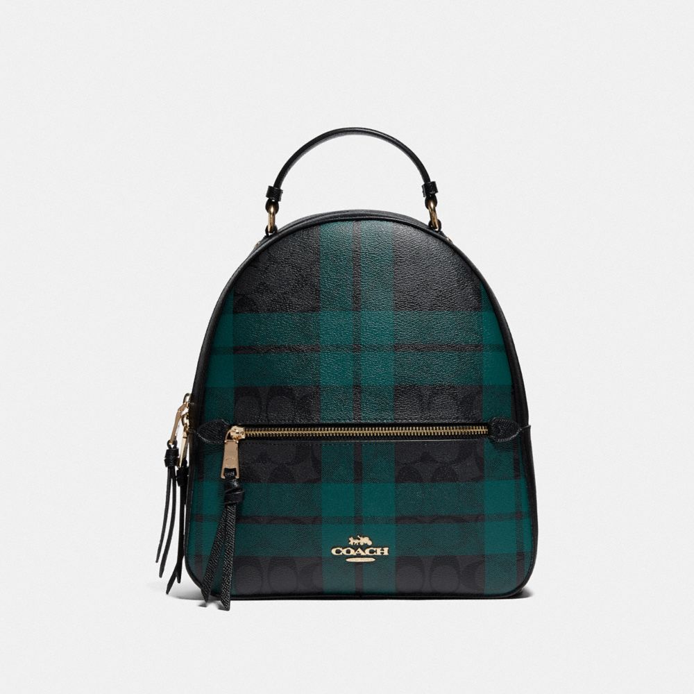 JORDYN BACKPACK IN SIGNATURE CANVAS WITH FIELD PLAID PRINT - IM/BLACK/DEEP OCEAN MULTI - COACH F80056