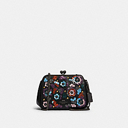 PEARL KISSLOCK CROSSBODY WITH LEATHER SEQUINS - F80193 - QB/BLACK MULTI