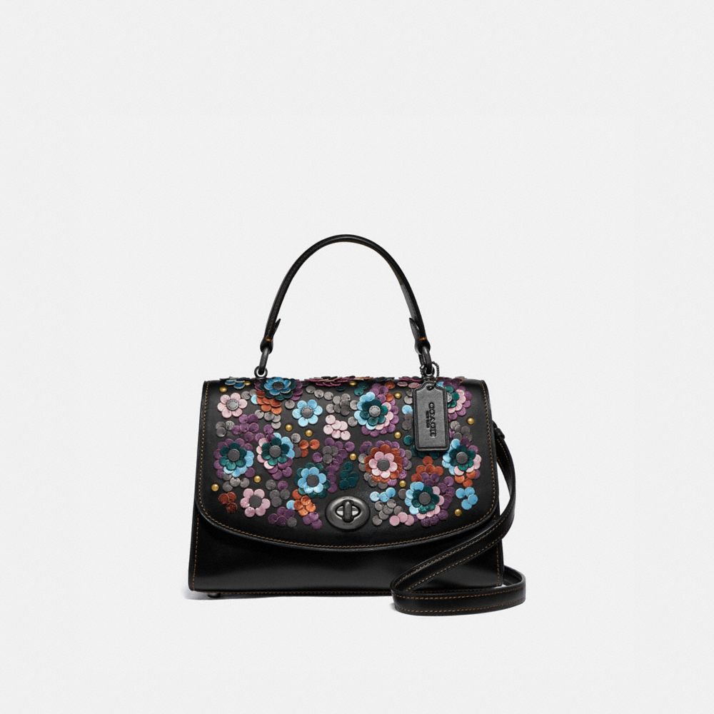 COACH TILLY TOP HANDLE SATCHEL WITH LEATHER SEQUINS - QB/BLACK MULTI - F80213