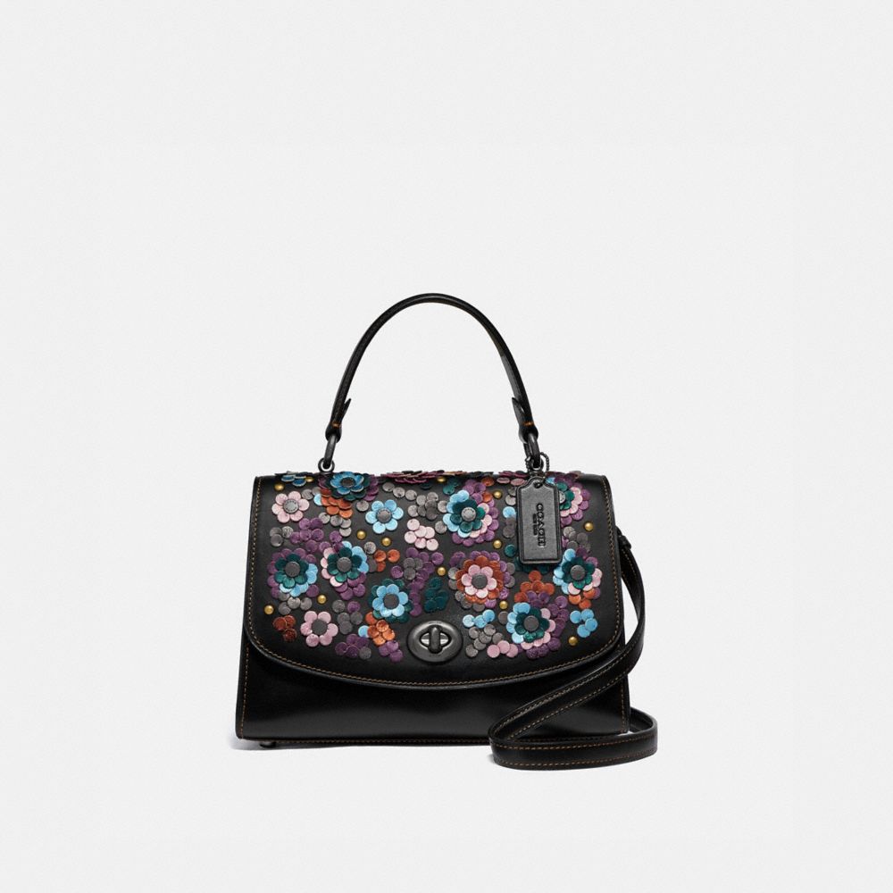 COACH F80213 TILLY TOP HANDLE SATCHEL WITH LEATHER SEQUINS QB/BLACK MULTI