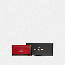 COACH F80245 - BOXED FLAP BELT BAG IN SIGNATURE CANVAS IM/BROWN TRUE RED