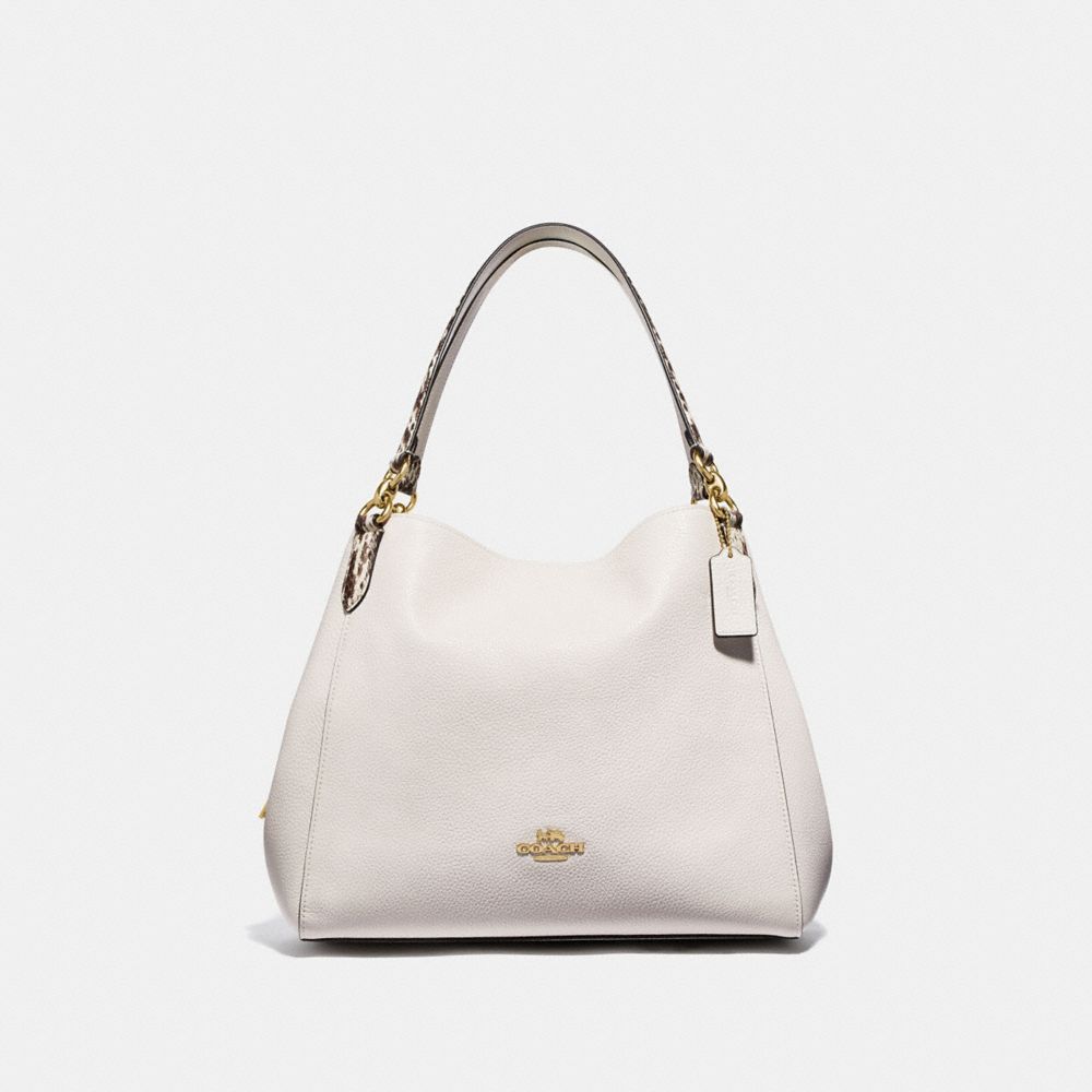 HALLIE SHOULDER BAG WITH SNAKE TRIM - F80266 - IM/CHALK