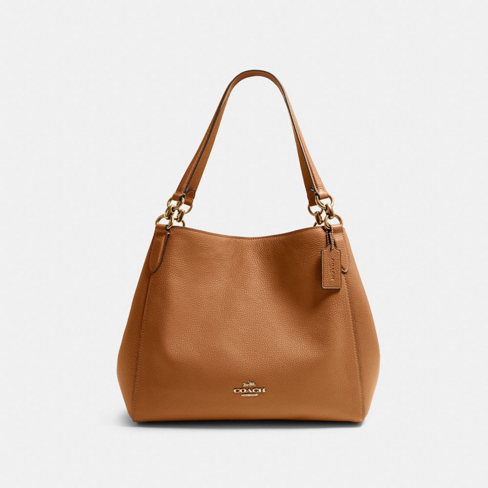 COACH HALLIE SHOULDER BAG - IM/LIGHT SADDLE - F80268