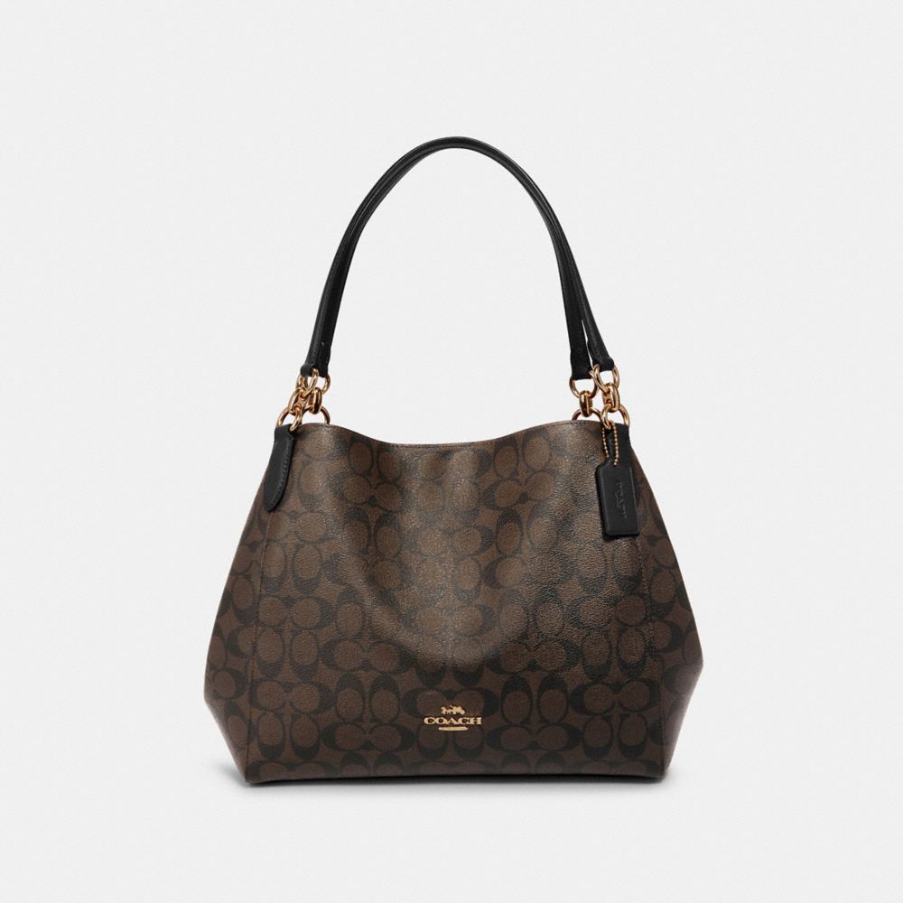 HALLIE SHOULDER BAG IN SIGNATURE CANVAS - IM/BROWN/BLACK - COACH F80298