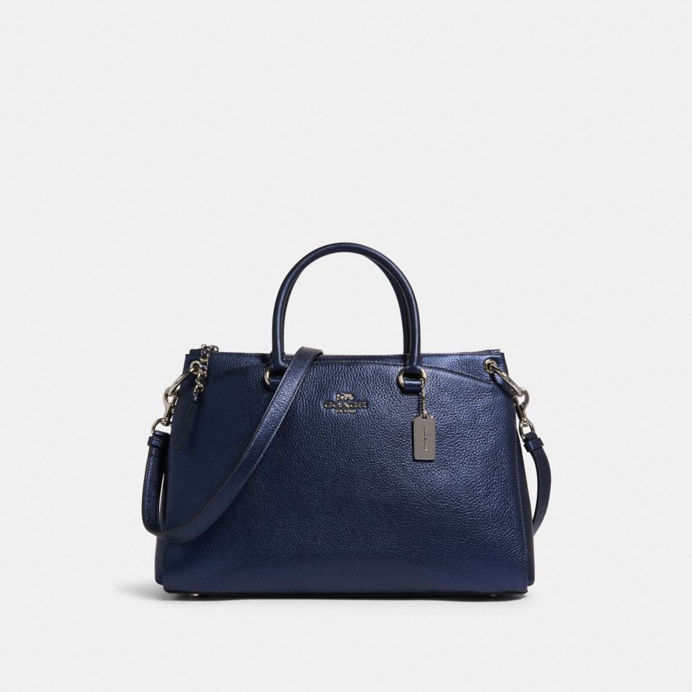 coach metallic blue handbag