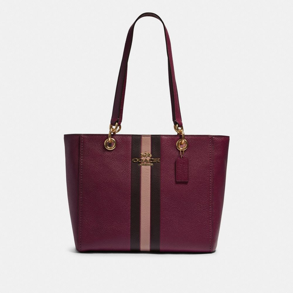 COACH JES TOTE WITH VARSITY STRIPE - IM/DARK BERRY MULTI - F80808