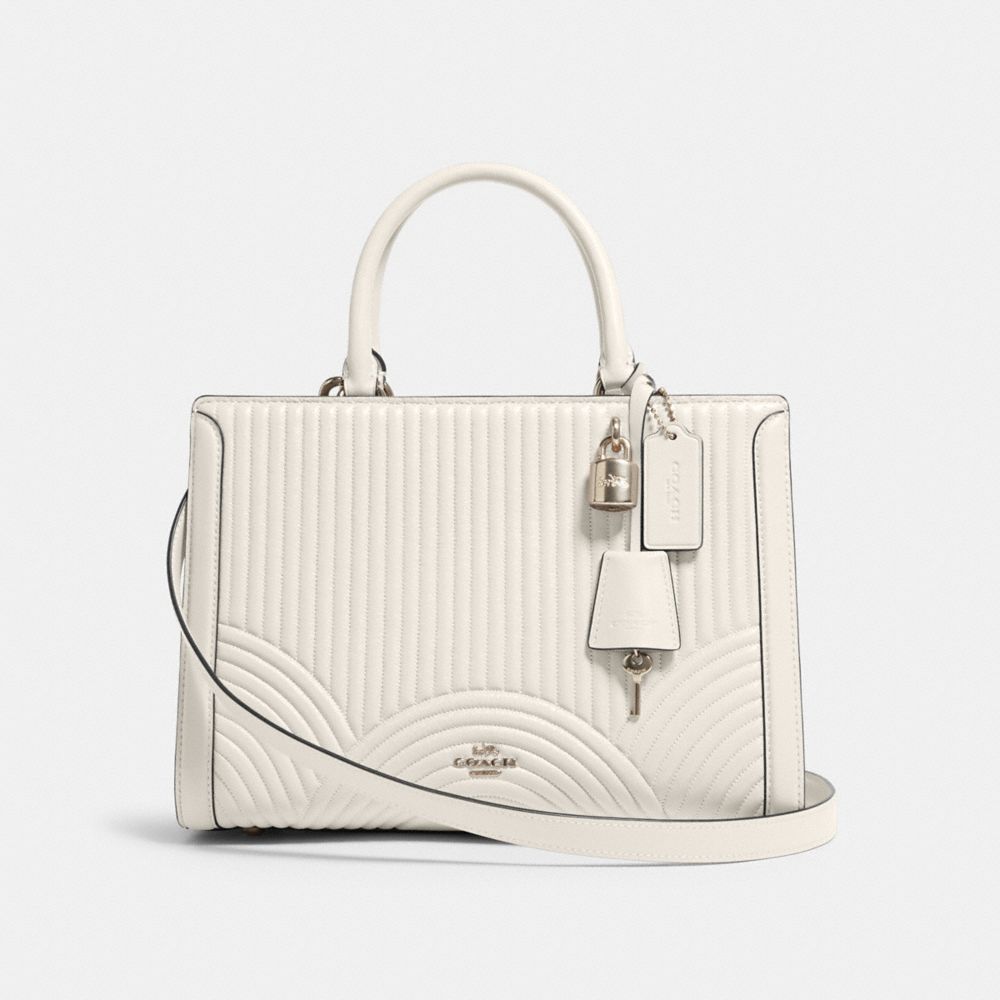 COACH F80821 - ZOE CARRYALL WITH ART DECO QUILTING SV/CHALK