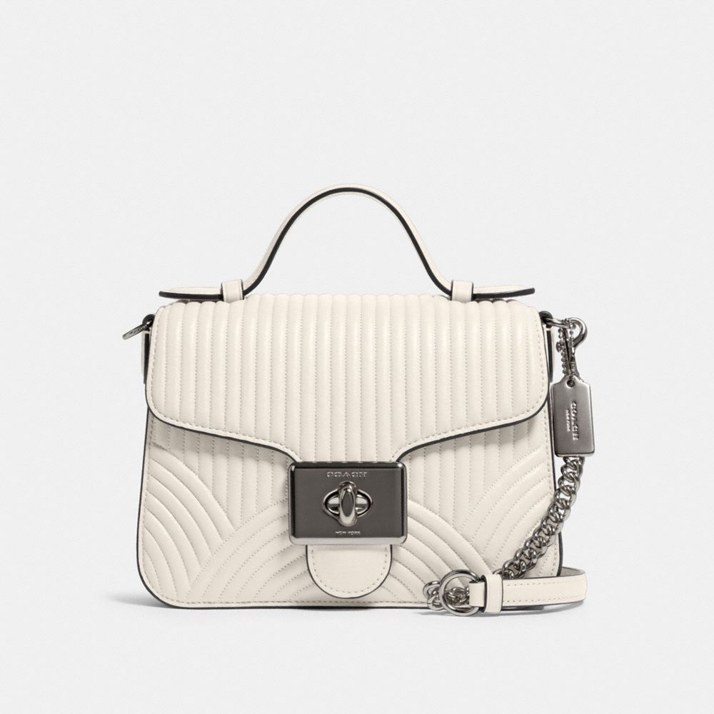 COACH F80823 Cassidy Top Handle Crossbody With Art Deco Quilting SV/CHALK