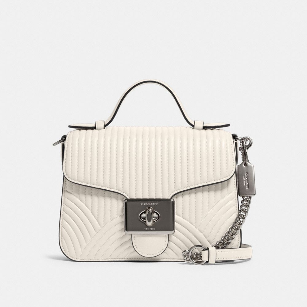 COACH F80823 CASSIDY TOP HANDLE CROSSBODY WITH ART DECO QUILTING SV/CHALK