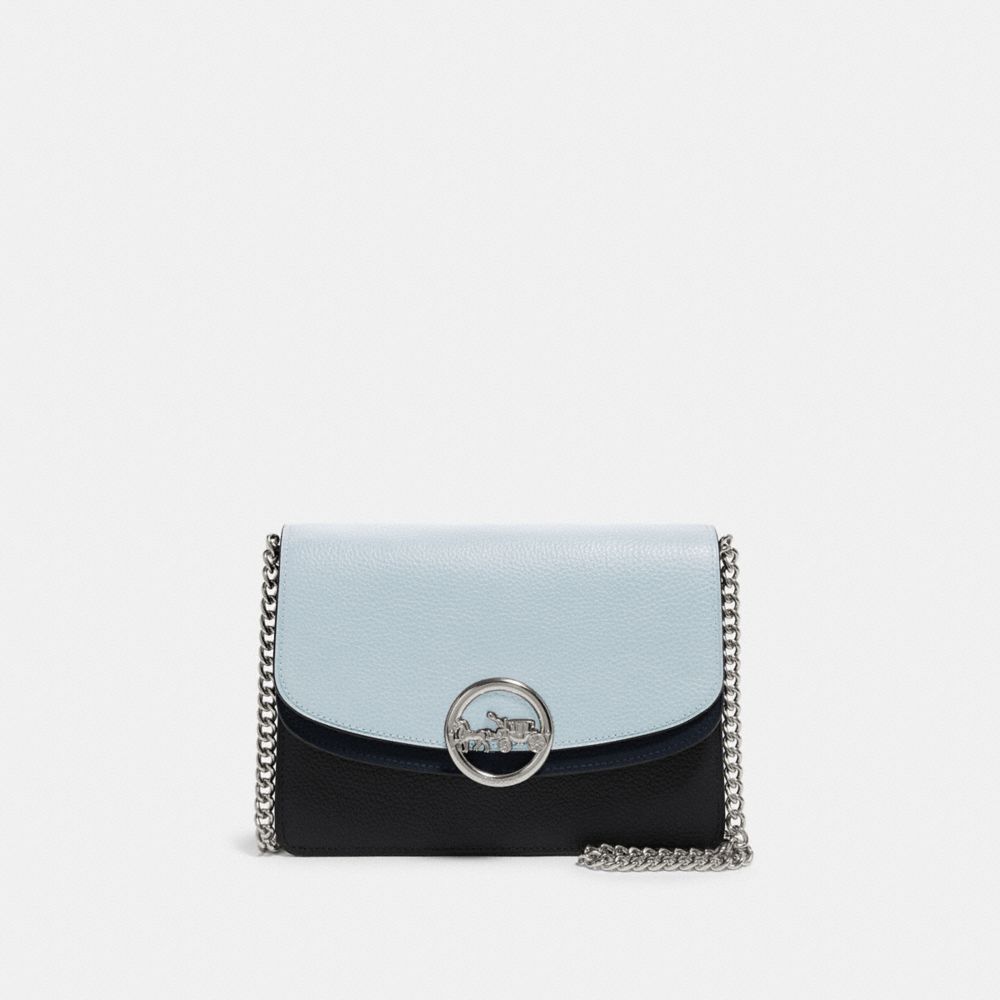 JADE FLAP CROSSBODY IN COLORBLOCK - F80834 - SV/PALE BLUE MULTI